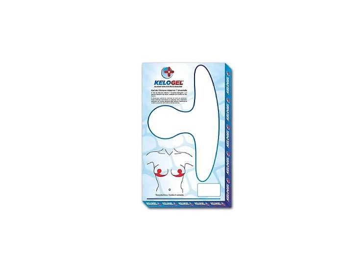 Fita Kelogel de Gel Silicone P/ Mamoplastia e Mastopexia T Invertido (Adesivo) 23cm x 13cm / 2 Unidades