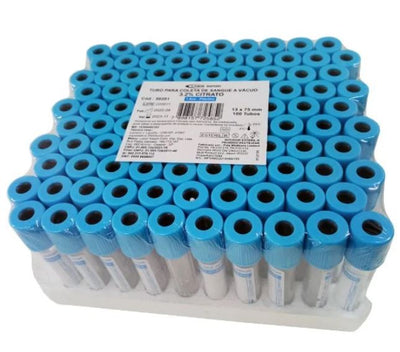 Tubo para Coleta a Vácuo Citrato 1,8ml - Embalagem com 100 Unidades