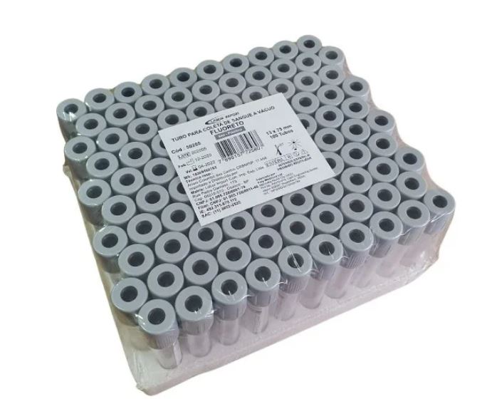 Tubo para Coleta a Vácuo Fluoreto 4ml - 100 Unidades