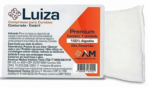 Luiza - Curativo Cirúrgico Algodonado Estéril 15cm x 30cm Unid. Zobec