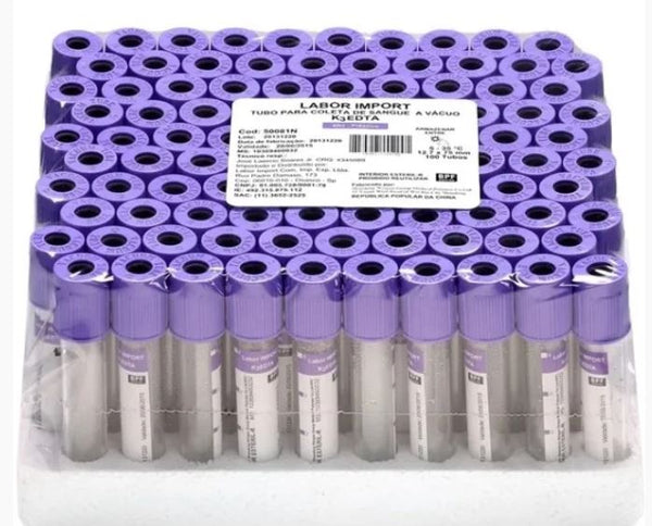 Tubo Coletor EDTA K3 a Vácuo 4ml - 100 Unidades